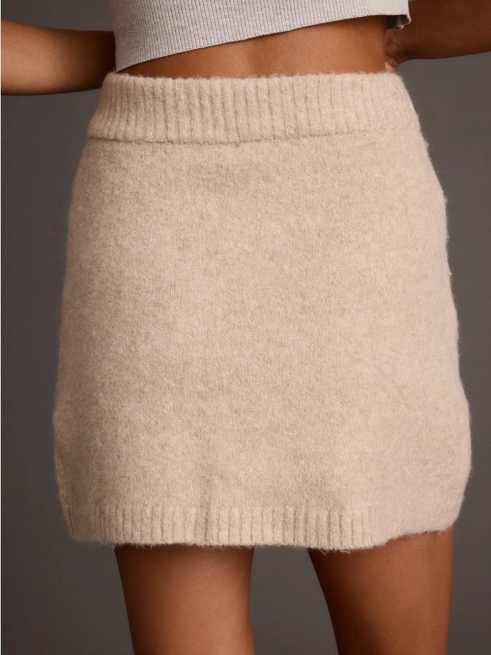 Cedar Oatmeal Sweater Mini Skirt